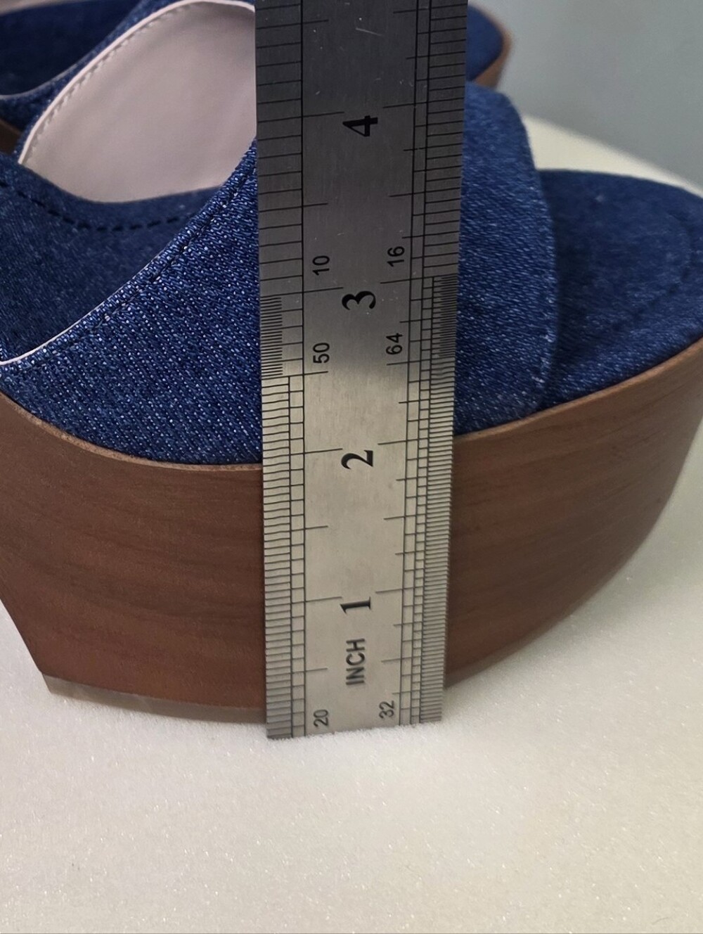 MIX No. 6 Carinda Denim Platform Sandals Indigo Blue Chunky Wood Heel 7.5M NEW - Picture 11 of 14